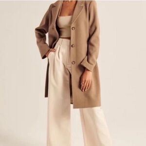 Abercrombie & Fitch Wool Blend Tailored Dad Coat
